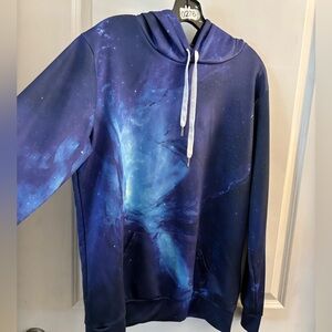Men's Blue Galaxy Hoodie Sz S/M